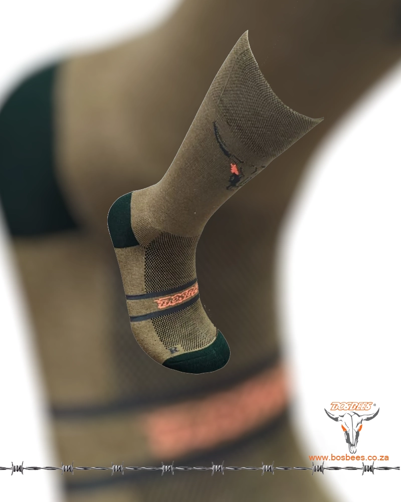 Bosbees Crew Half Cushion Green Toe & Heel with Logo - Image 2