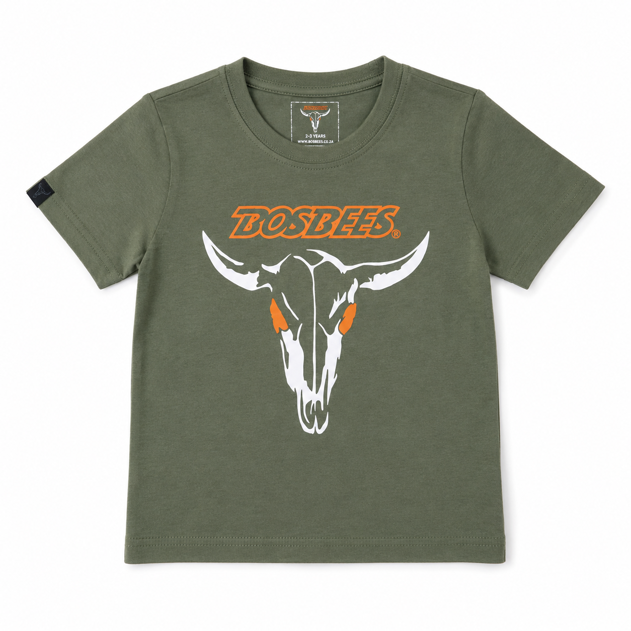Bosbees Kinder Olive Cattle Skull T-Hemp